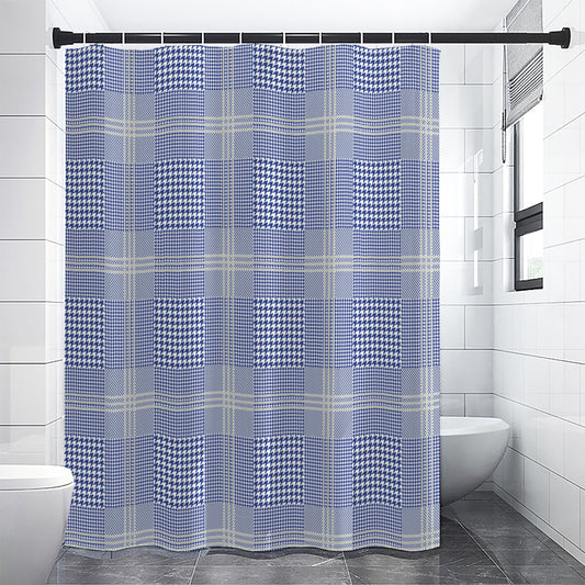 Blue And White Glen Plaid Print Premium Shower Curtain