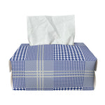 Blue And White Glen Plaid Print Rectangle Tissue Box Cover
