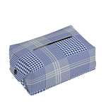Blue And White Glen Plaid Print Rectangle Tissue Box Cover