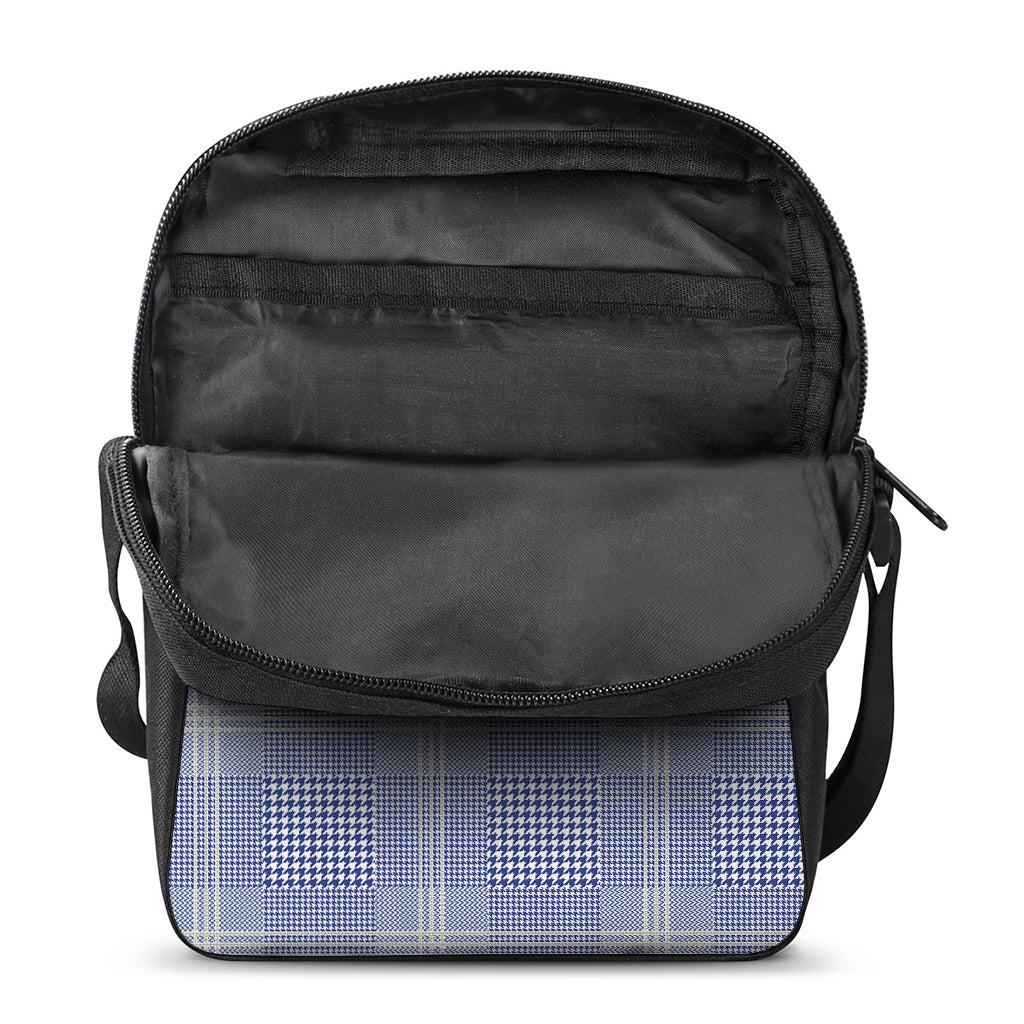 Blue And White Glen Plaid Print Rectangular Crossbody Bag