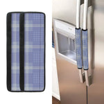 Blue And White Glen Plaid Print Refrigerator Handle Covers
