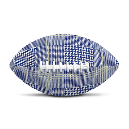 Blue And White Glen Plaid Print Rugby Ball