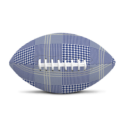 Blue And White Glen Plaid Print Rugby Ball