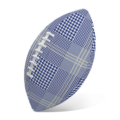 Blue And White Glen Plaid Print Rugby Ball