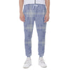 Blue And White Glen Plaid Print Scuba Joggers