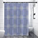 Blue And White Glen Plaid Print Shower Curtain