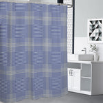 Blue And White Glen Plaid Print Shower Curtain