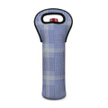 Blue And White Glen Plaid Print Single Neoprene Wine Tote
