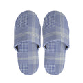 Blue And White Glen Plaid Print Slippers