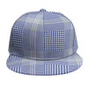 Blue And White Glen Plaid Print Snapback Cap