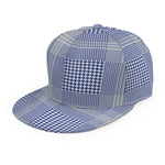 Blue And White Glen Plaid Print Snapback Cap