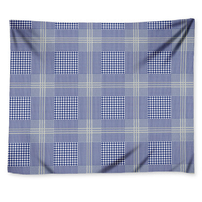 Blue And White Glen Plaid Print Tapestry