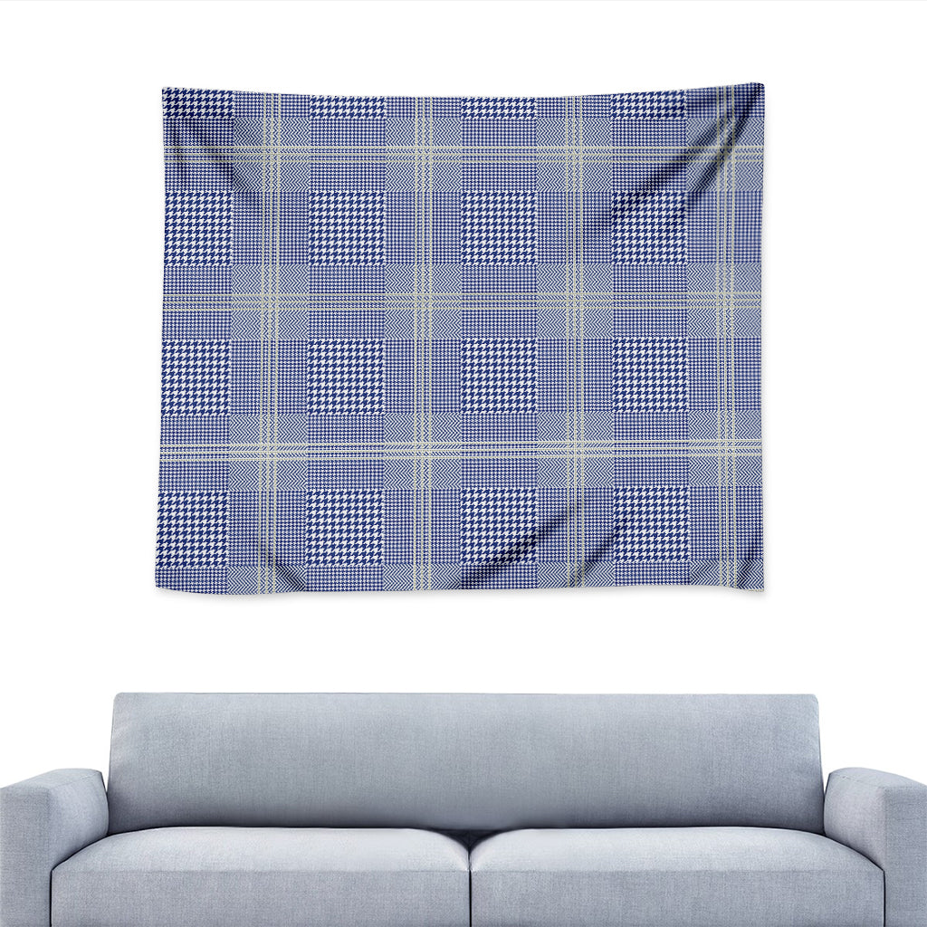Blue And White Glen Plaid Print Tapestry