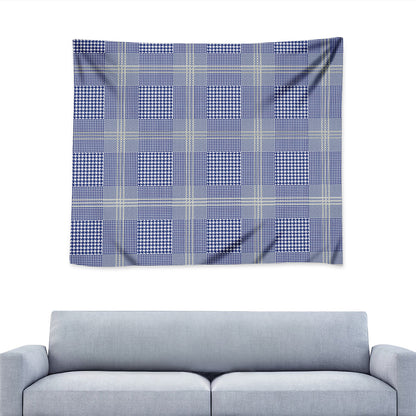 Blue And White Glen Plaid Print Tapestry