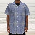 Blue And White Glen Plaid Print Textured Short Sleeve Shirt
