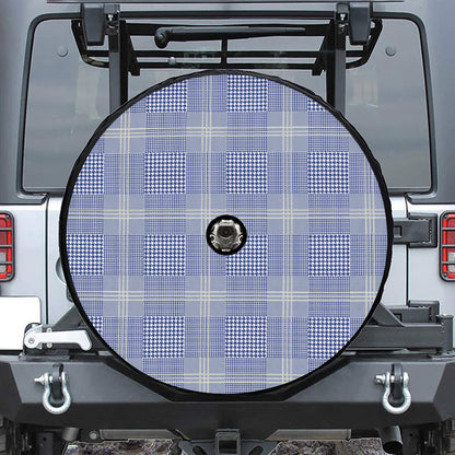 Blue And White Glen Plaid Print Tire Cover With Camera Hole
