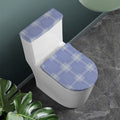 Blue And White Glen Plaid Print Toilet Lid And Tank Cover Set