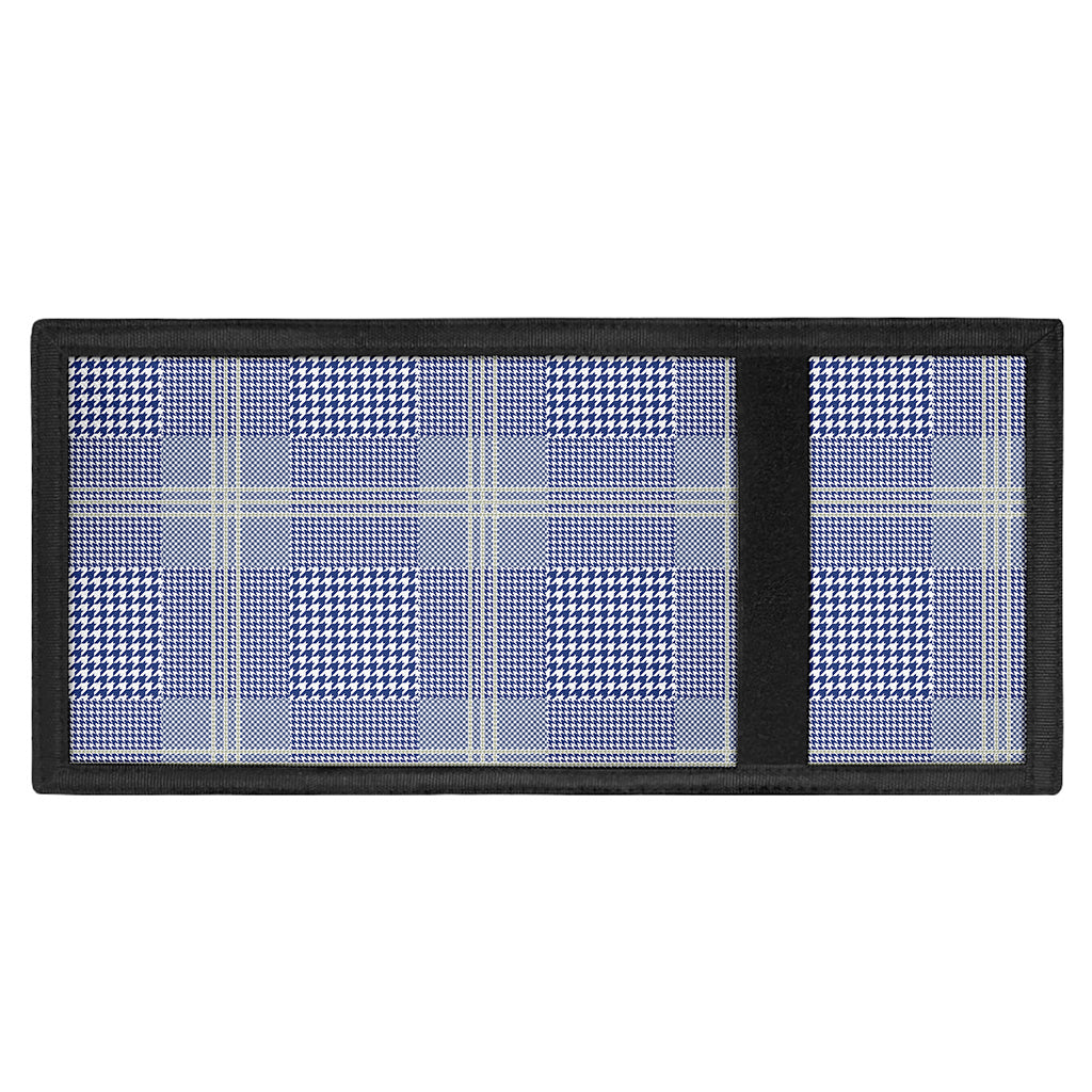 Blue And White Glen Plaid Print Trifold Wallet