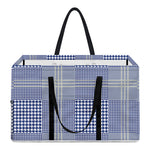 Blue And White Glen Plaid Print Utility Tote Bag