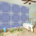 Blue And White Glen Plaid Print Wall Sticker