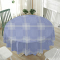 Blue And White Glen Plaid Print Waterproof Round Tablecloth