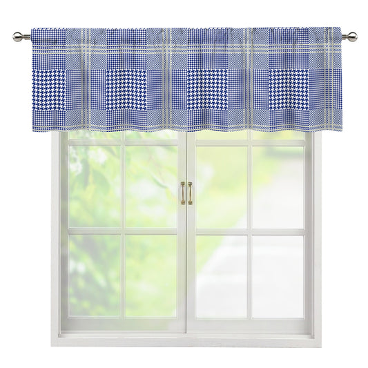 Blue And White Glen Plaid Print Window Valance