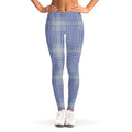Blue And White Glen Plaid Print Women's Leggings