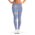 Blue And White Glen Plaid Print Women's Leggings