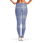 Blue And White Glen Plaid Print Women's Leggings