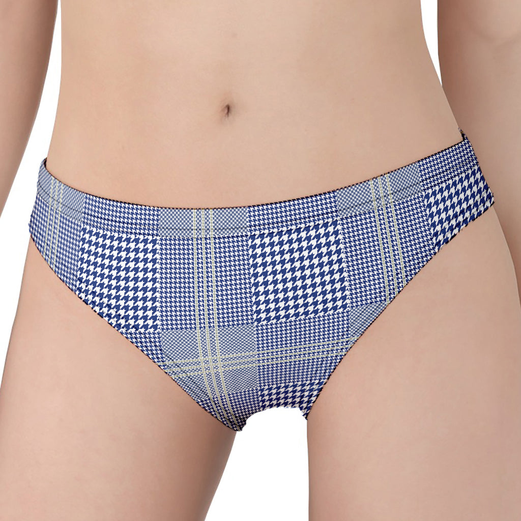 Blue And White Glen Plaid Print Women's Panties