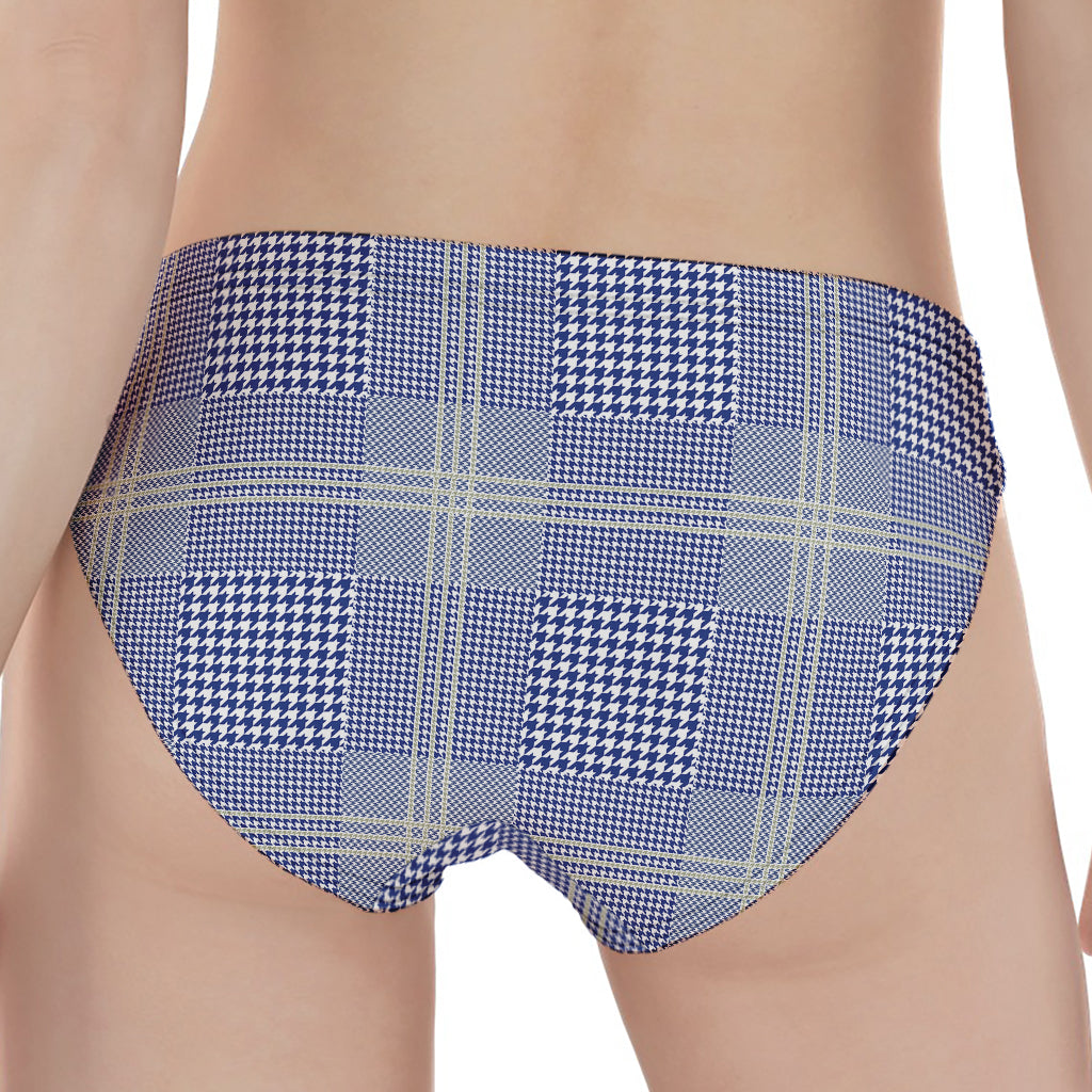 Blue And White Glen Plaid Print Women's Panties