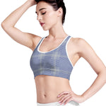 Blue And White Glen Plaid Print Women's Sports Bra