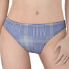 Blue And White Glen Plaid Print Women's Thong