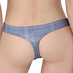 Blue And White Glen Plaid Print Women's Thong