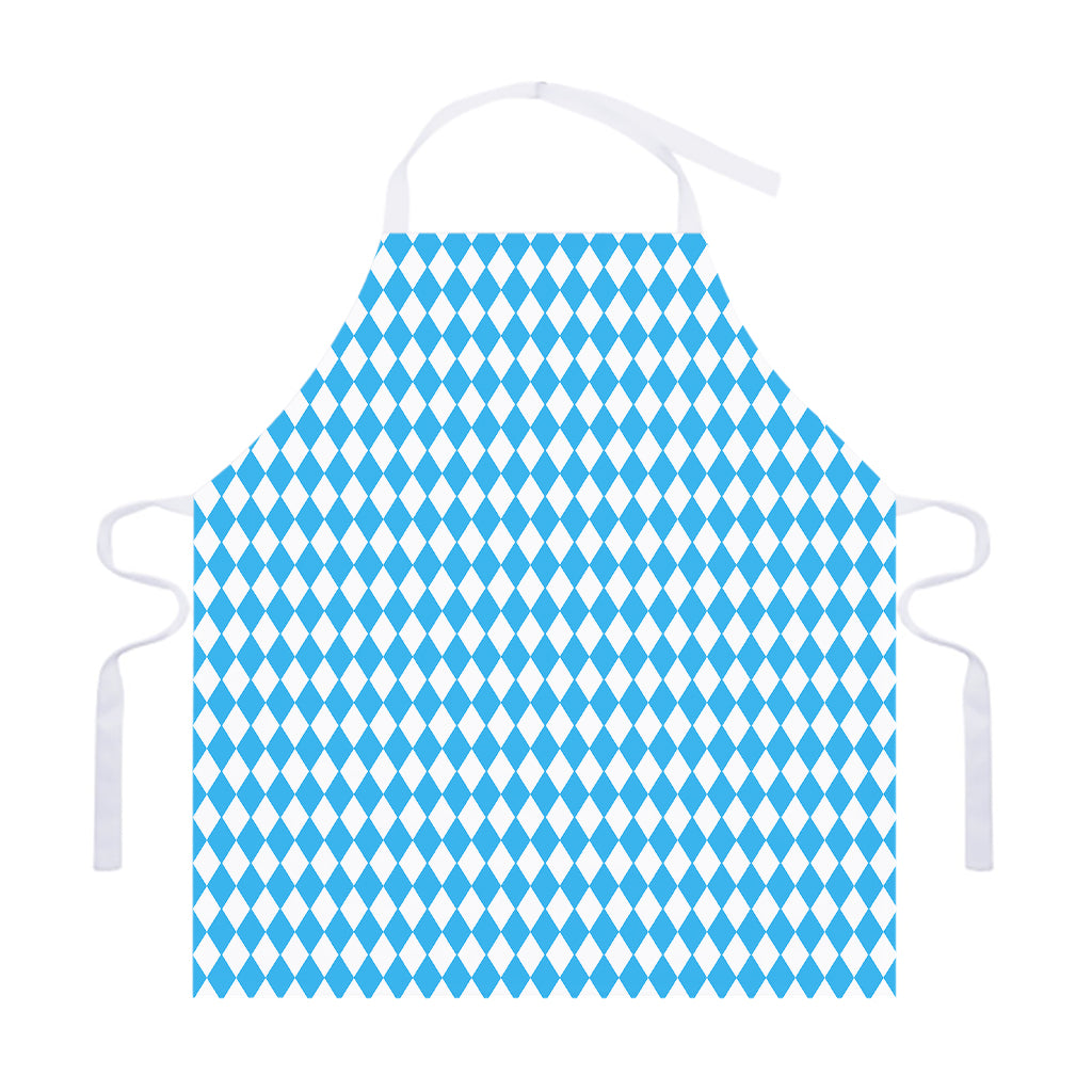 Blue And White Harlequin Pattern Print Adjustable Apron