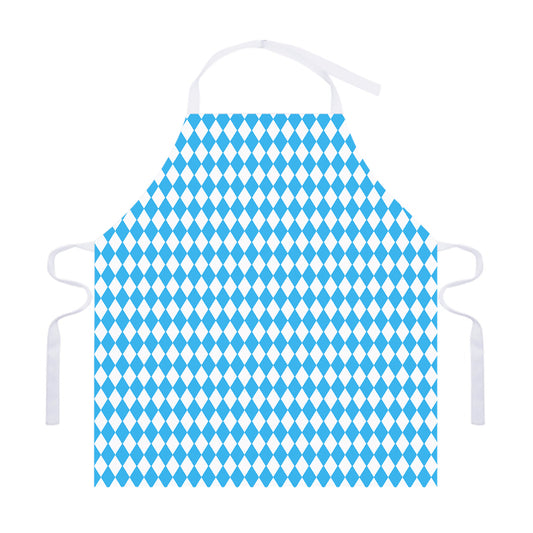 Blue And White Harlequin Pattern Print Adjustable Apron