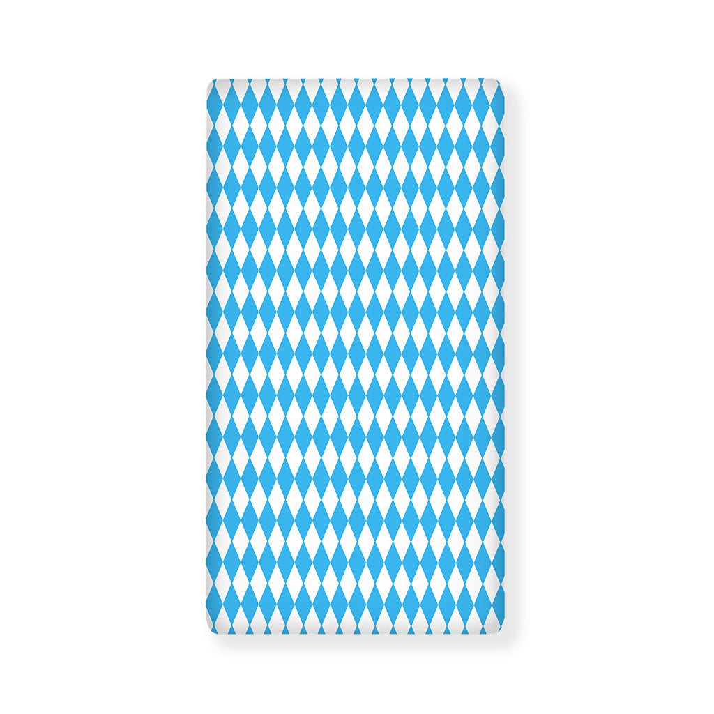Blue And White Harlequin Pattern Print Baby Crib Sheet