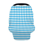 Blue And White Harlequin Pattern Print Baby Seat Cover