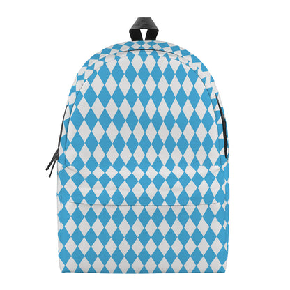 Blue And White Harlequin Pattern Print Backpack