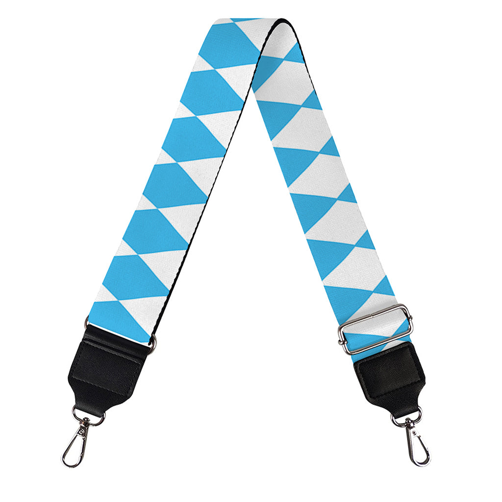 Blue And White Harlequin Pattern Print Bag Strap