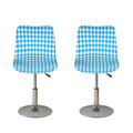 Blue And White Harlequin Pattern Print Bar Stool Covers