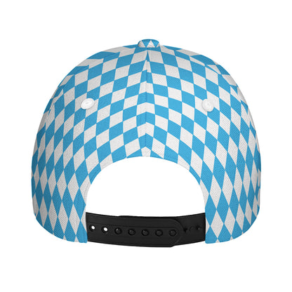 Blue And White Harlequin Pattern Print Baseball Cap