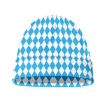 Blue And White Harlequin Pattern Print Beanie