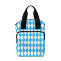 Blue And White Harlequin Pattern Print Bible Tote Bag