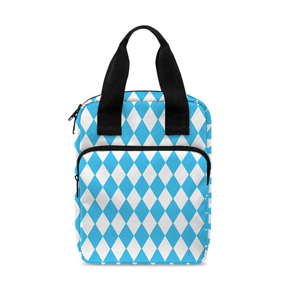 Blue And White Harlequin Pattern Print Bible Tote Bag