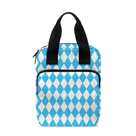 Blue And White Harlequin Pattern Print Bible Tote Bag