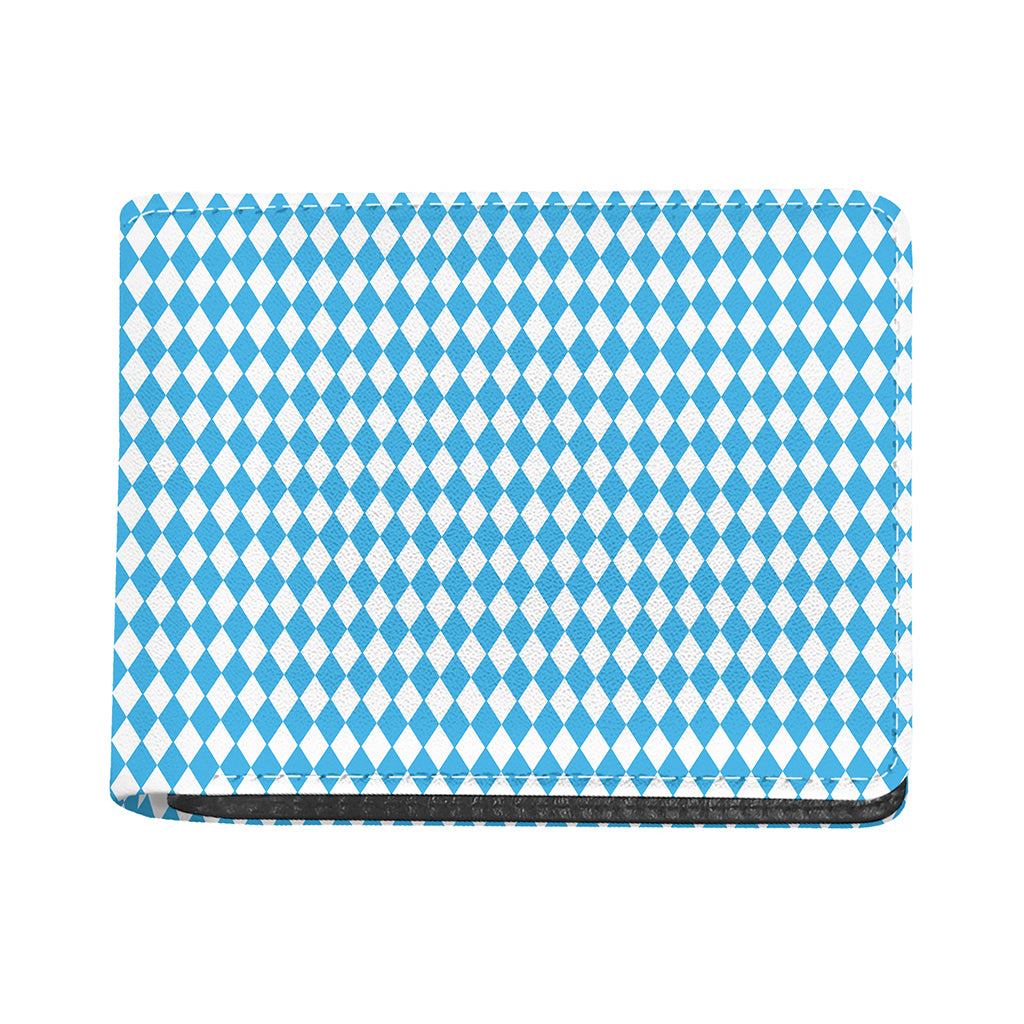 Blue And White Harlequin Pattern Print Bifold Wallet