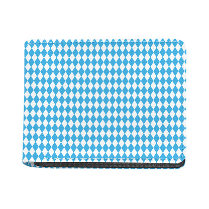 Blue And White Harlequin Pattern Print Bifold Wallet