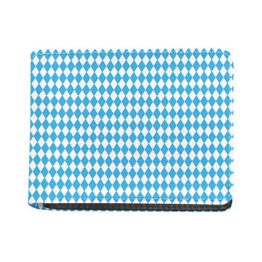 Blue And White Harlequin Pattern Print Bifold Wallet