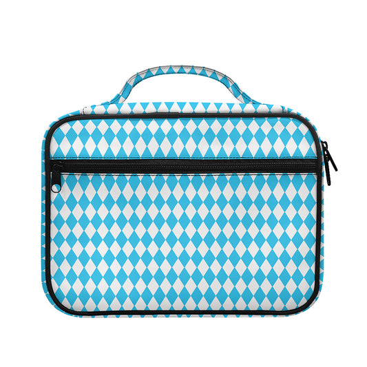 Blue And White Harlequin Pattern Print Briefcase Bible Bag